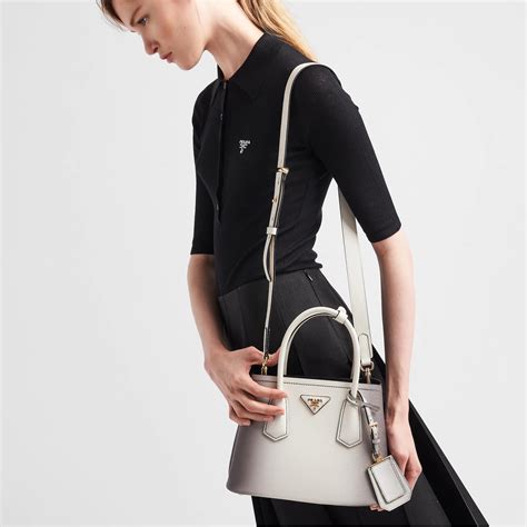 prada saffiano small galleria double outfit|Prada Double Bag Small Saffiano REVIEW & Outfit Styling.